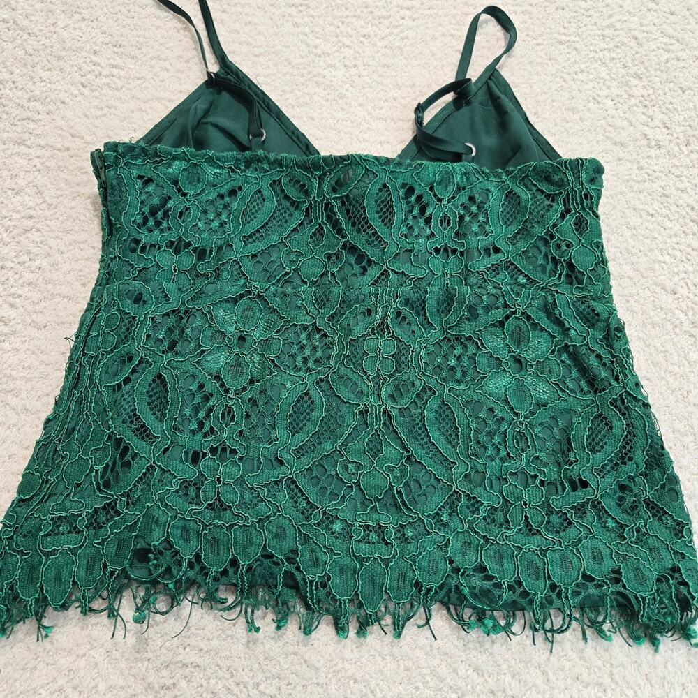 Green lace tank top cami crop top Size S by Xhilaration Y2K Whimsygoth - Picture 6 of 10